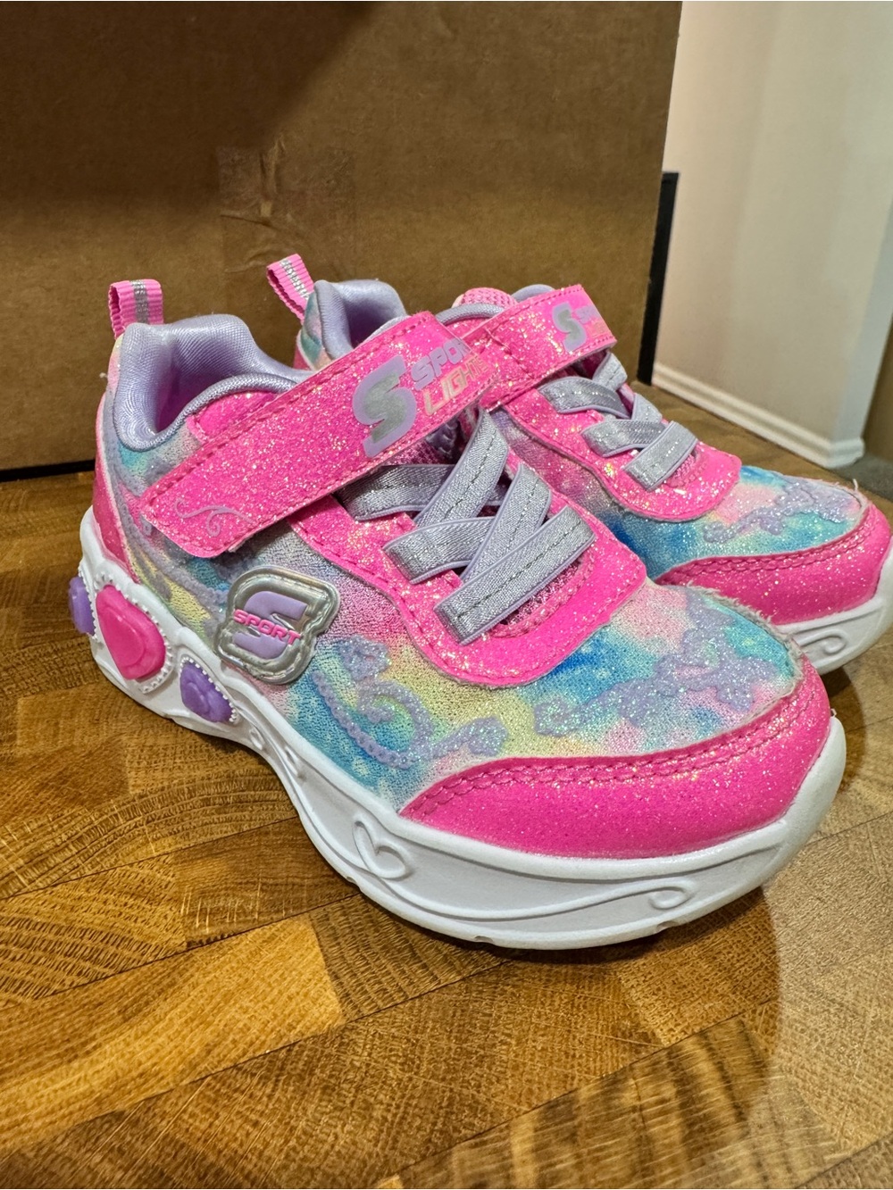 Skechers Toddler Pink Multi Glitter Light-Up Sneakers